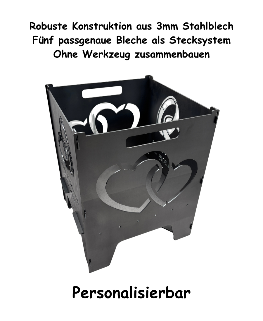 Feuertonne Hochzeit 49cm aus 3mm Stahlblech personalisiert – Bild 5