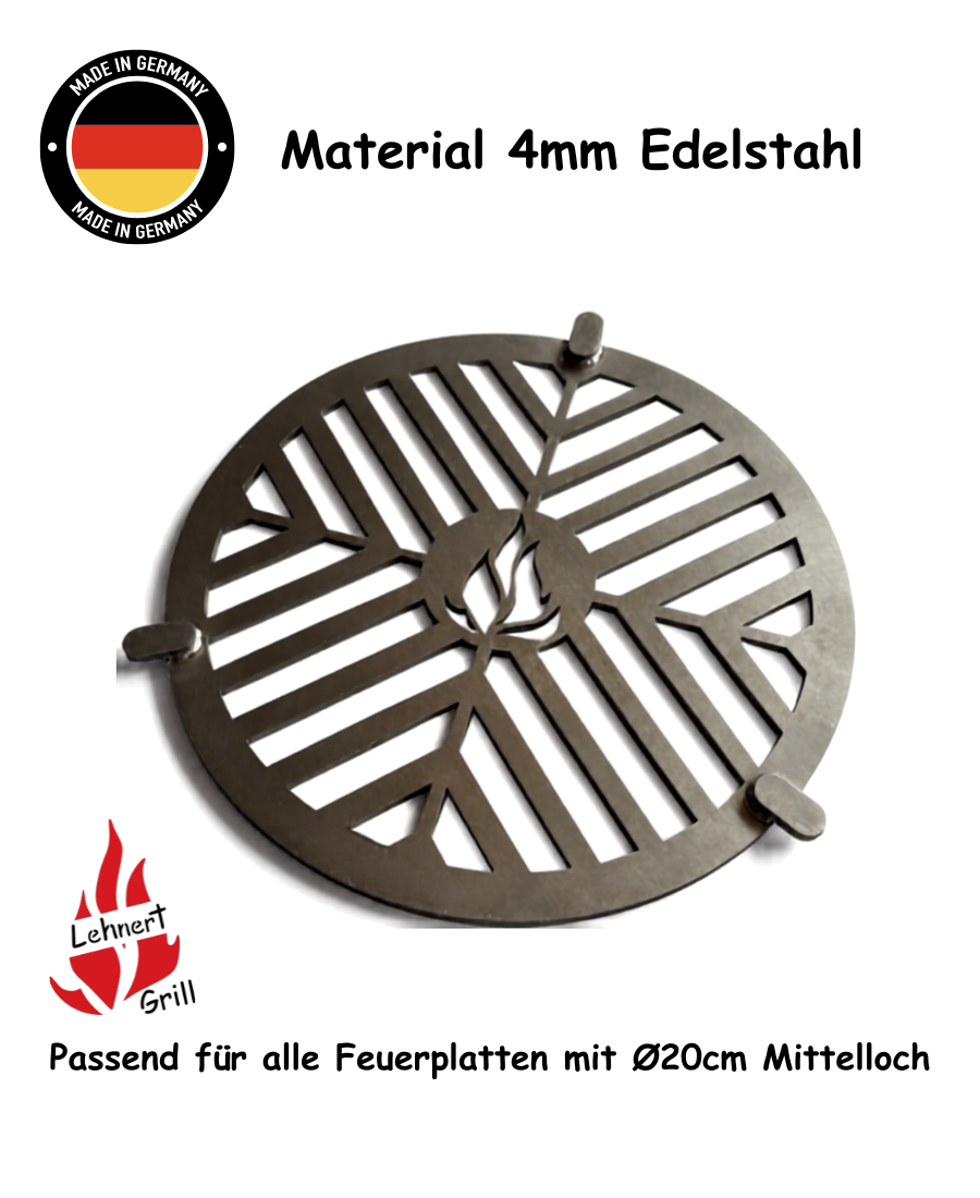Lehnert Grilleinsatz Ø 20cm aus 4mm Edelstahl für Feuerplatte – Bild 2