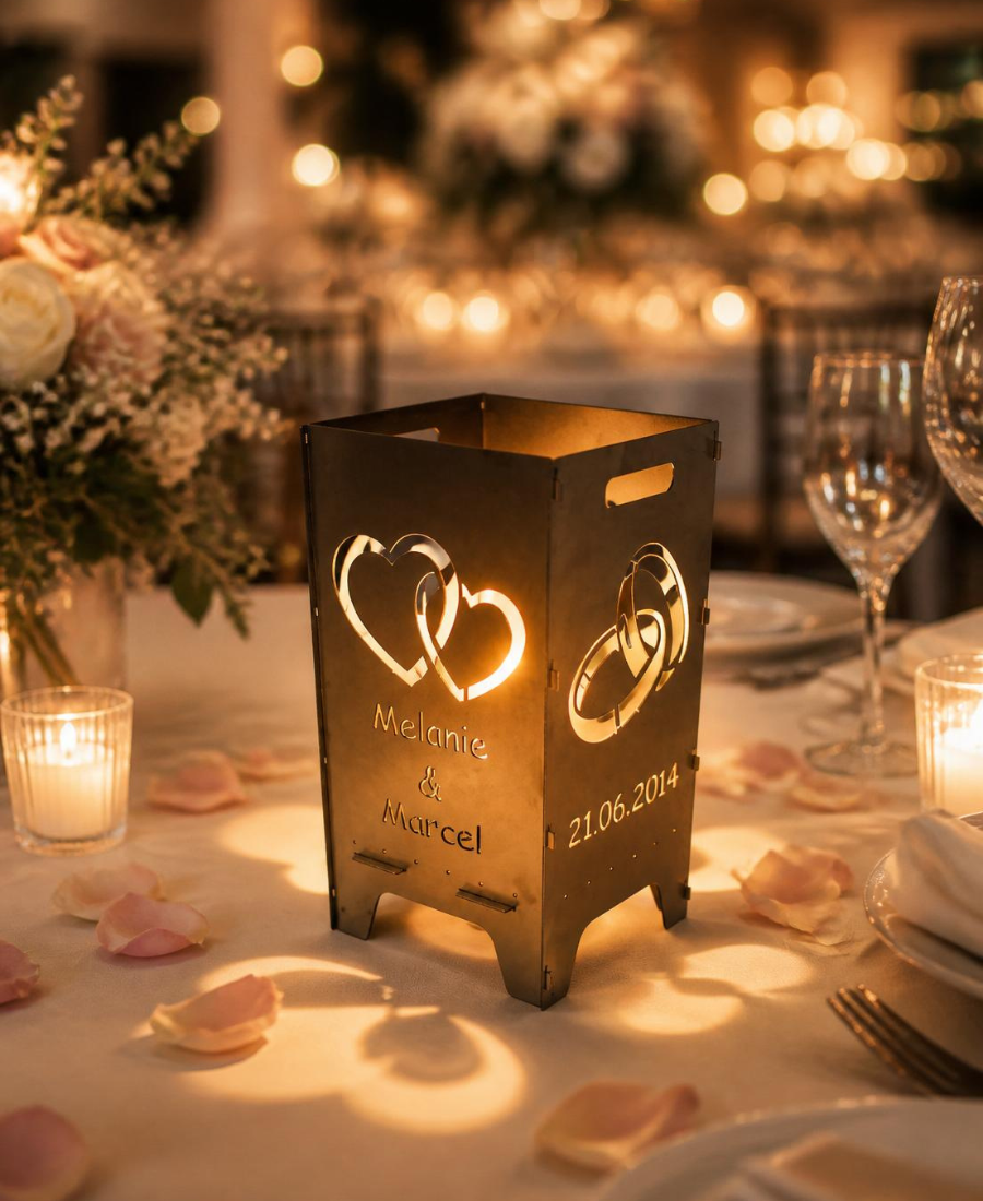 Feuertonne Hochzeit aus Edelstahl 20cm personalisierbar – Bild 2