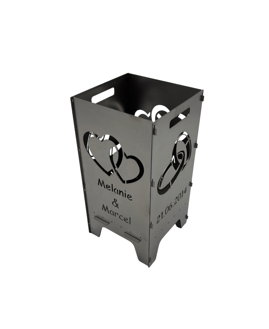 Feuertonne Hochzeit aus Edelstahl 20cm personalisierbar